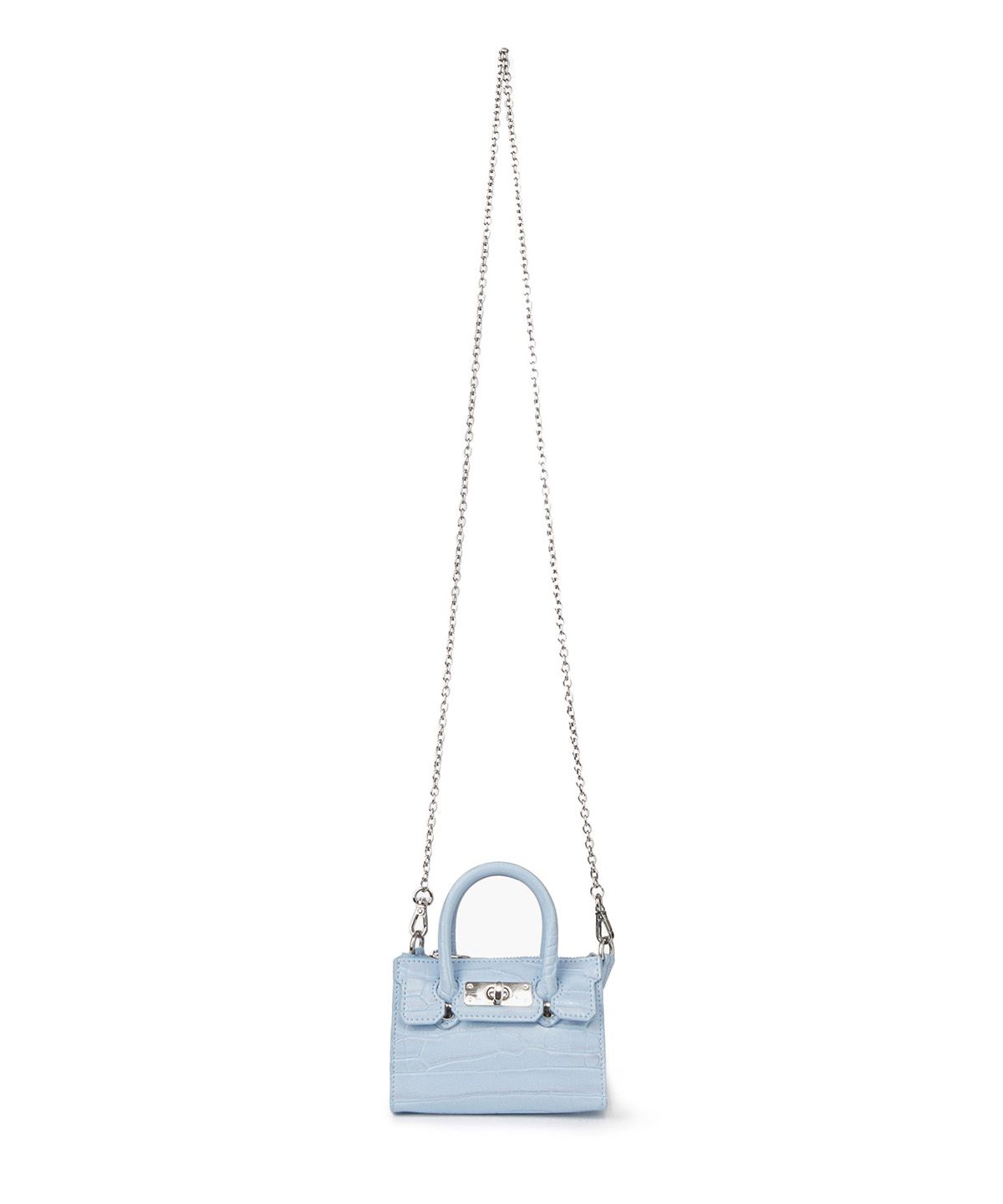 다이닛(DEINET) CROCODILE PATTERN CHAIN MINI BAG IN ICE BLUE