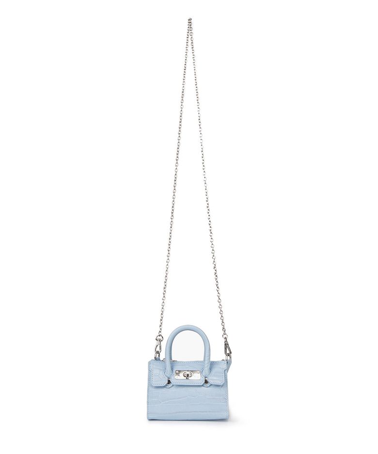 CROCODILE PATTERN CHAIN MINI BAG IN ICE BLUE