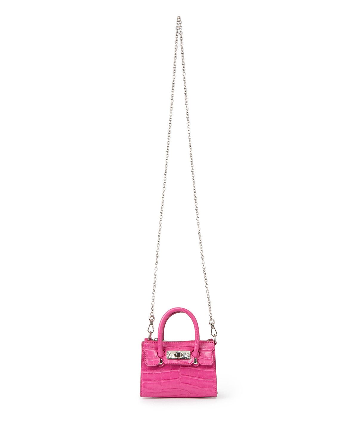 다이닛(DEINET) CROCODILE PATTERN CHAIN MINI BAG IN HOT PINK