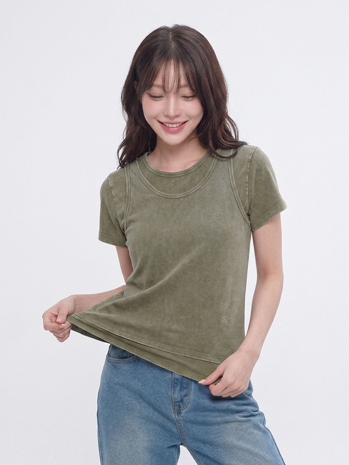 행텐(HANGTEN) 여성 레이어드 스프레이 슬리브리스 티셔츠_329(10580-131-611-69)