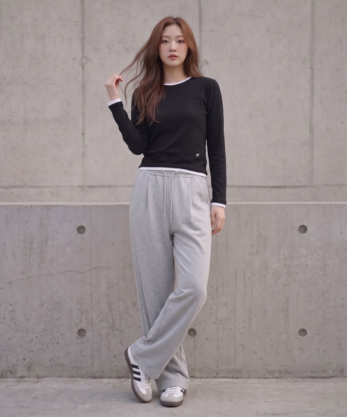 행텐(HANGTEN) 여성 원턱 와이드 스웨트팬츠_055(10580-138-601-69)