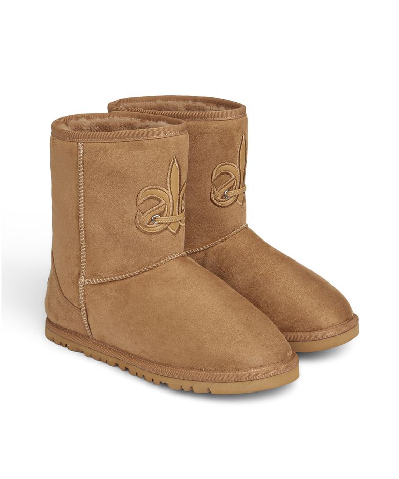 PATCH COLOR FAUX SUEDE BOOTS IN CAMEL