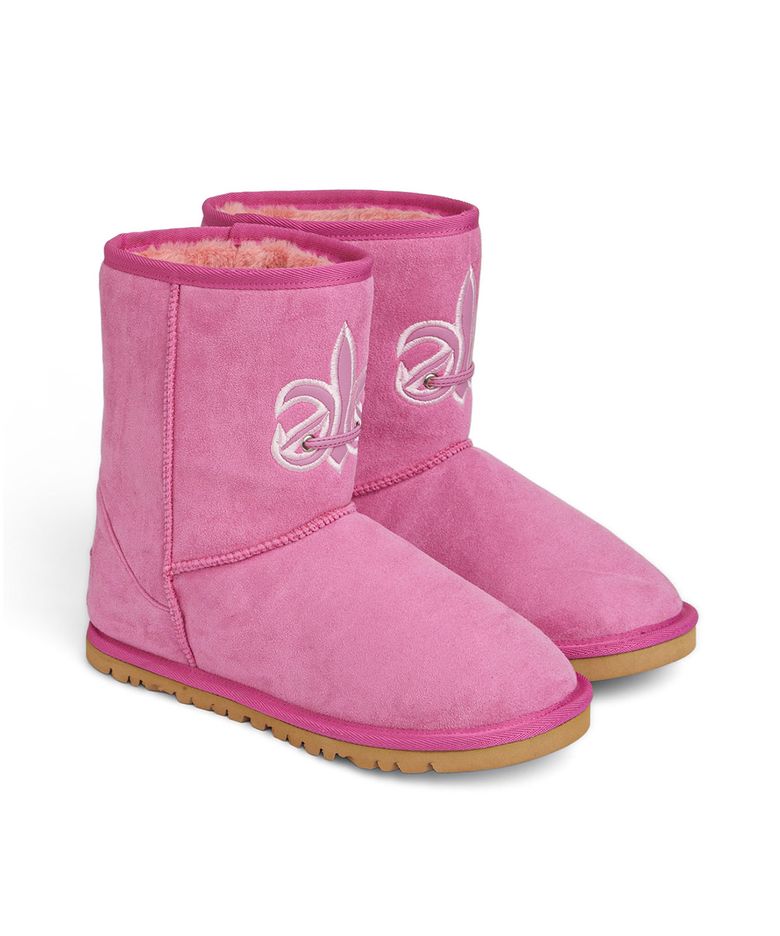 PATCH COLOR FAUX SUEDE BOOTS IN PINK