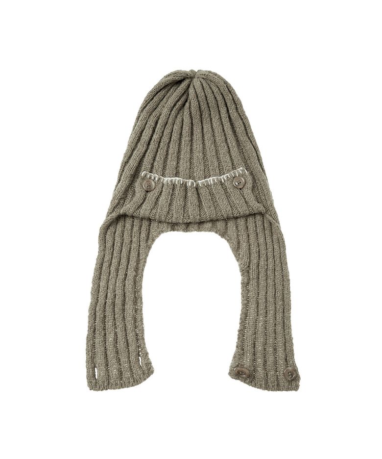MULTI BUTTON BEANIE IN KHAKI