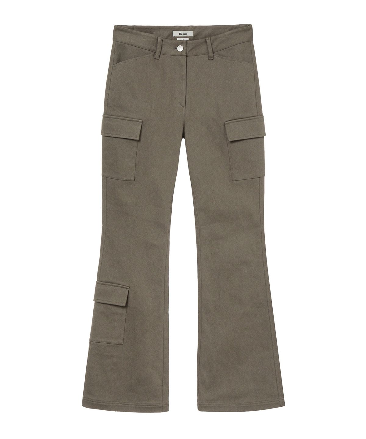 다이닛(DEINET) COTTON SEMI BOOTCUT PANTS IN KHAKI