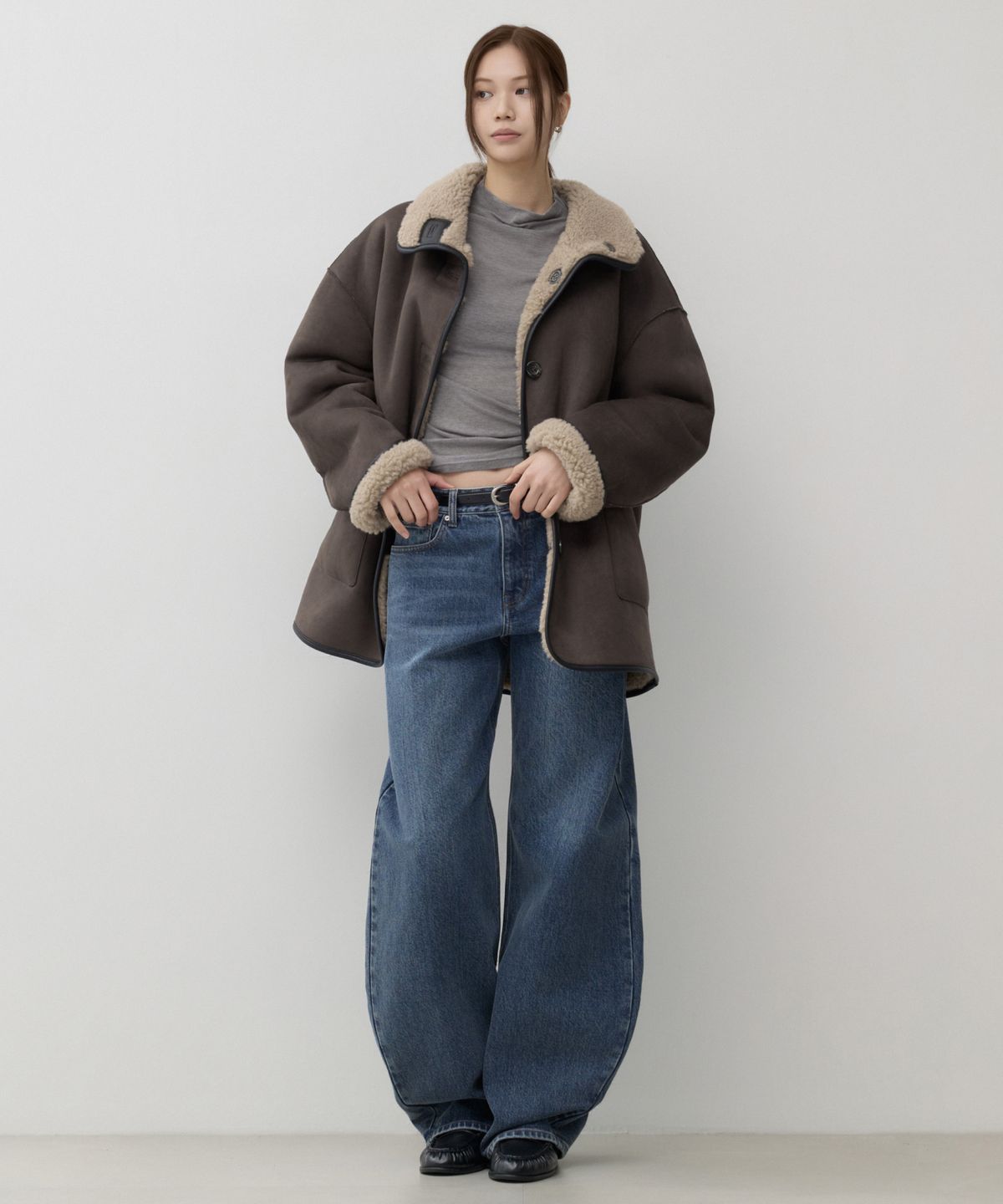 무신사 스탠다드 우먼(MUSINSA STANDARD WOMAN) 우먼즈 속기모 커브드 데님 팬츠 [미디엄 인디고]