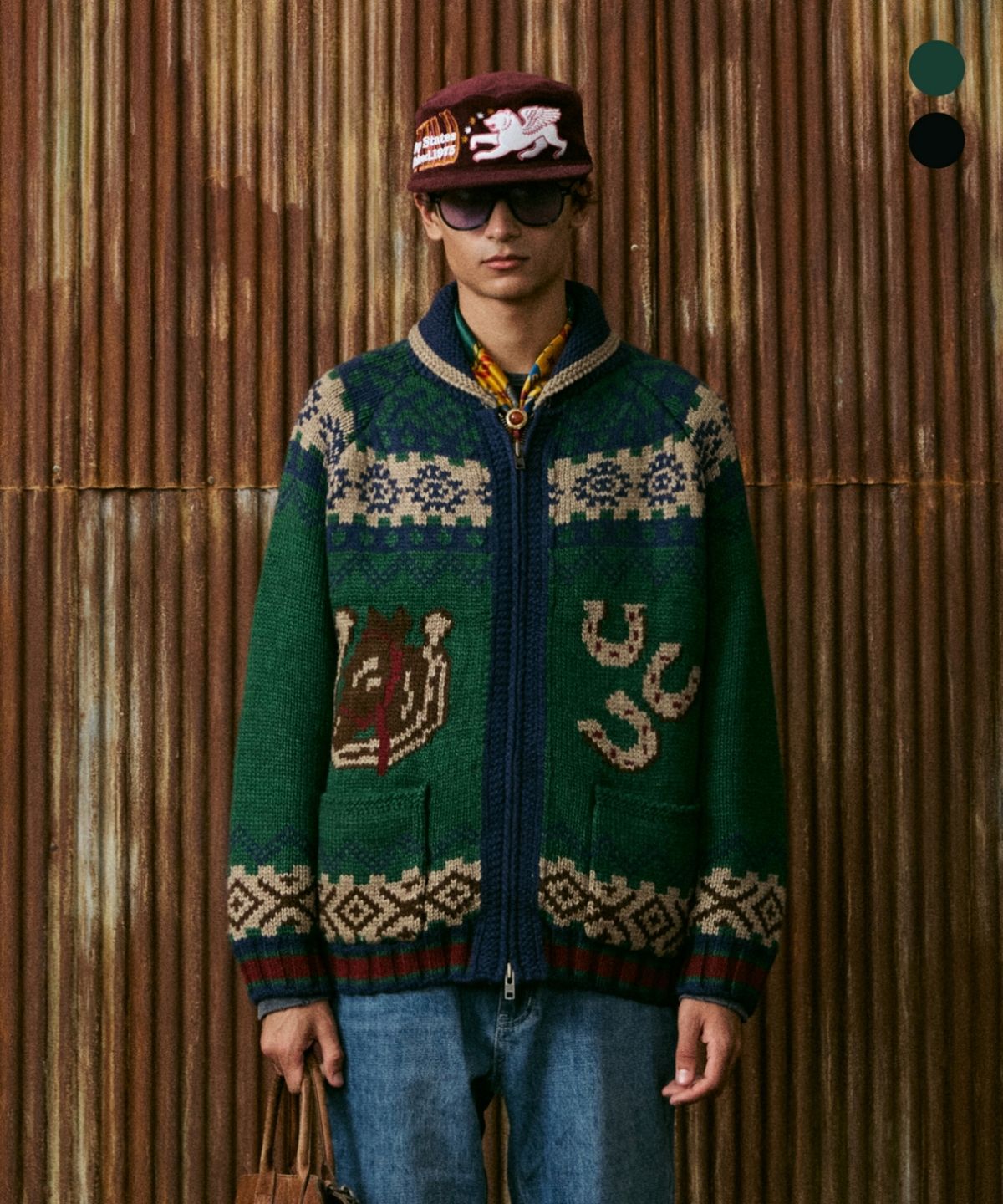 펜필드(PENFIELD) [PF]빈티지 노르딕 웨스턴 코위찬 니트 집업_FS4KJ01U