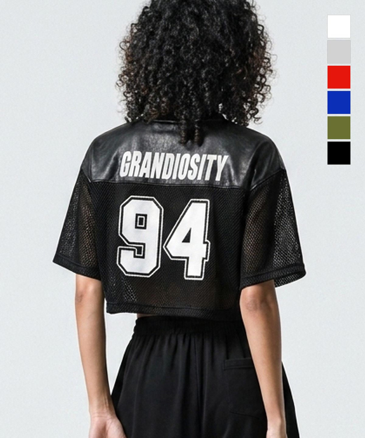 그랜디오시티(GRANDIOSITY) [짐웨어] Crop Mesh Rugby Jersey (5컬러)