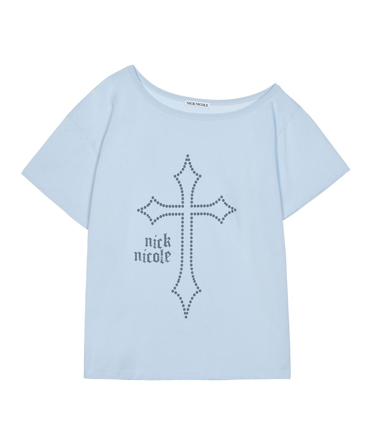 닉앤니콜(NICK&NICOLE) CROSS OFF SHOULDER TOP_SKY BLUE