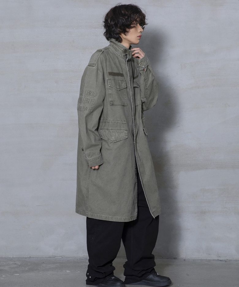 [소미 pick] XJ143 밀리터리 빈티지 워싱 롱 M-65 필드 자켓 (KHAKI)