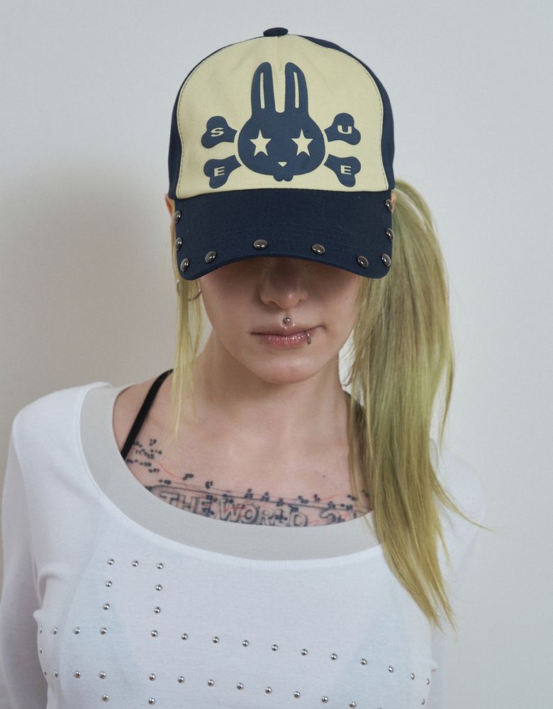 SKULL RABBIT BALL CAP / LEMON