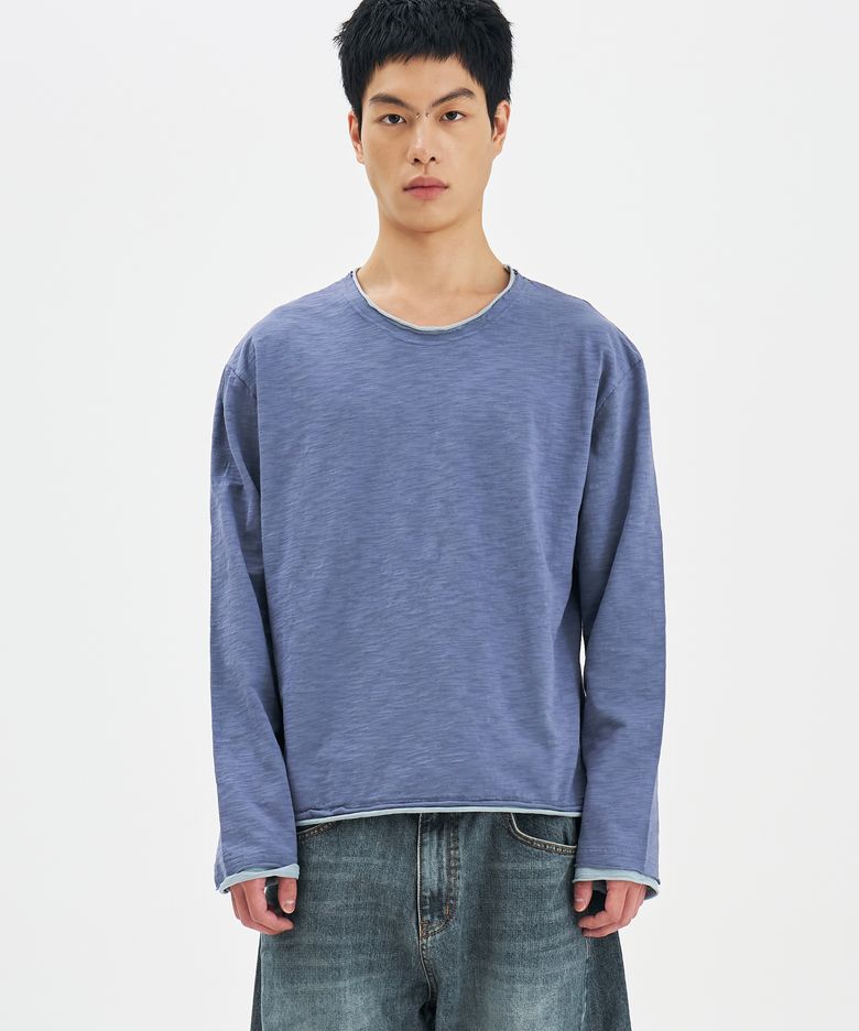컷오프 레이어드 슬럽 롱 슬리브 블루그레이