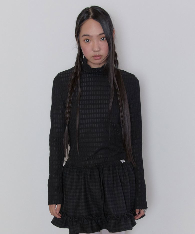Textured Mock Neck Top [Black]