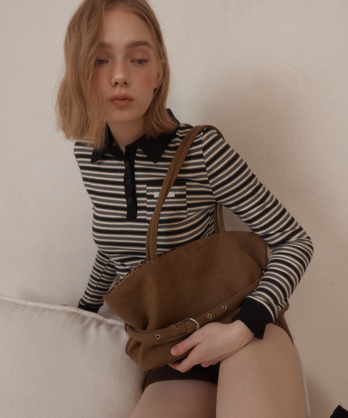 레터리(LETERIE) MELLOW REVERSIBLE BELT TOTE BAG_MATTE BROWN