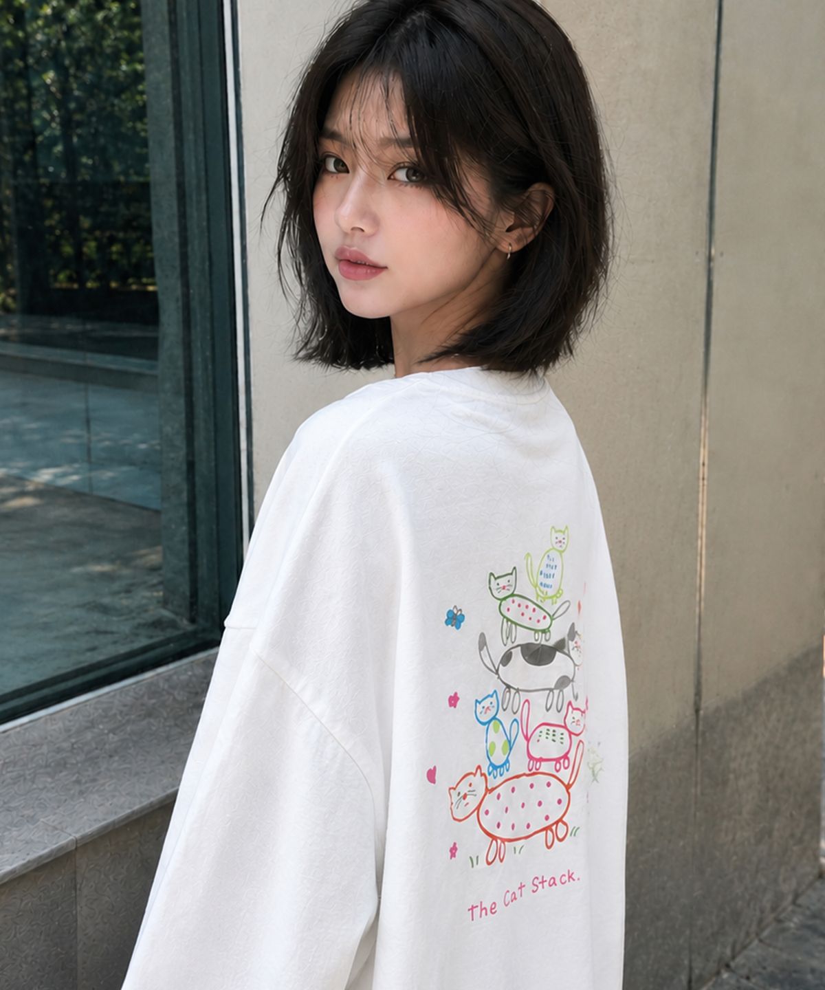 꼼파뇨(CPGN STUDIO) 캣 스택 롱슬리브 화이트