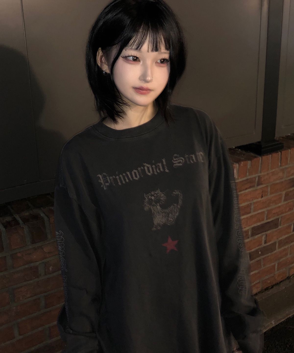 꼼파뇨(CPGN STUDIO) 프라이모디얼 피그먼트 롱슬리브 스모크블랙