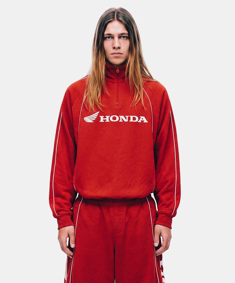 Racing Piping Half-Zip Sweatshirt Red