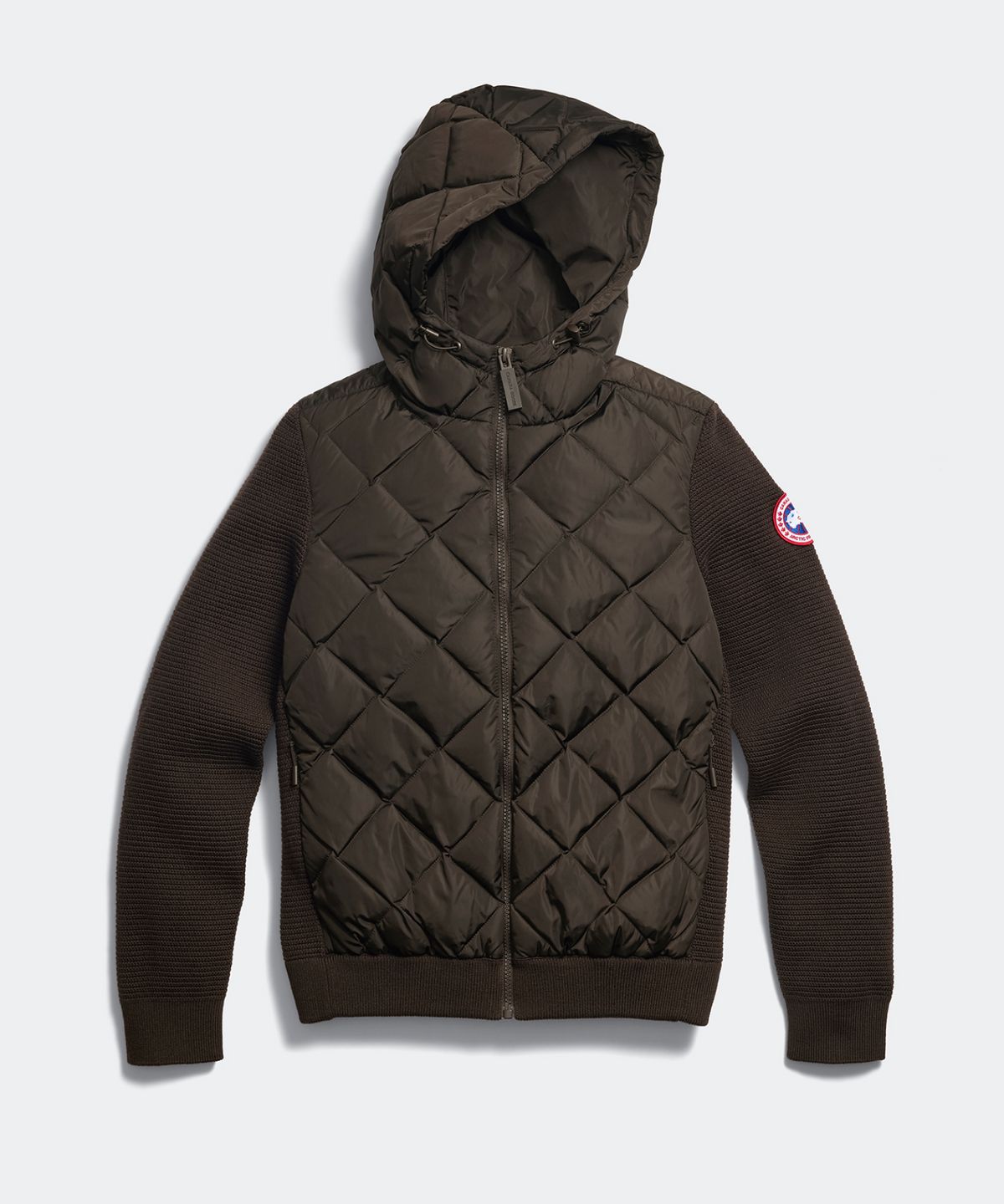 캐나다구스(CANADAGOOSE) 여성 하이브릿지 퀼티드 니트 후디(Brown)_Q266AWJC02BRB