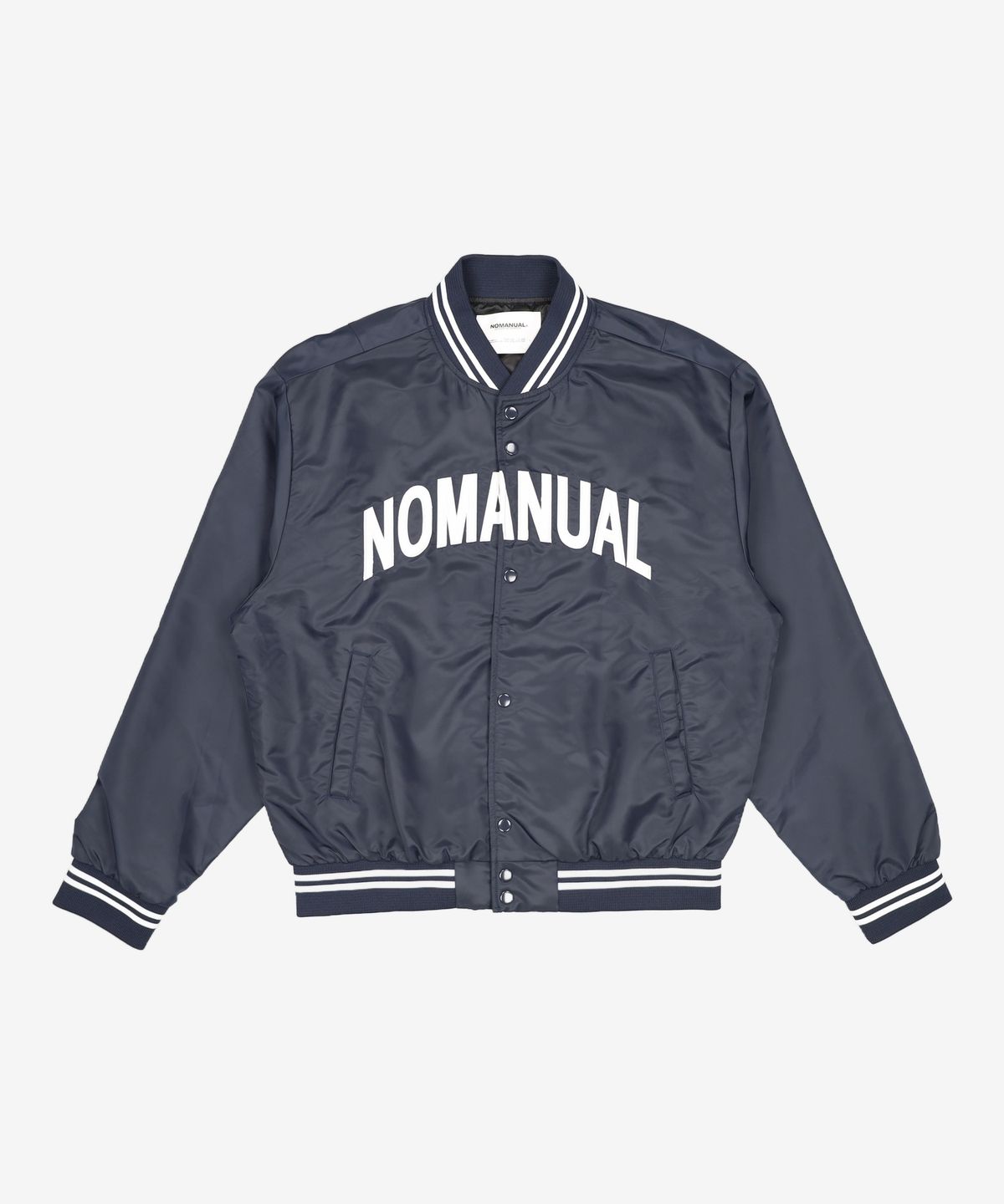 노매뉴얼(NOMANUAL) ARCH LOGO VARSITY JACKET - NAVY L