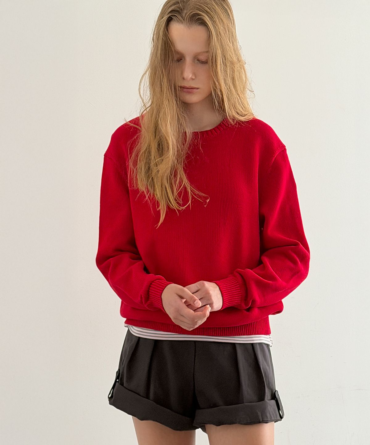 토아베(TOAVE) Logo Embroidery Cotton Knit (Red)