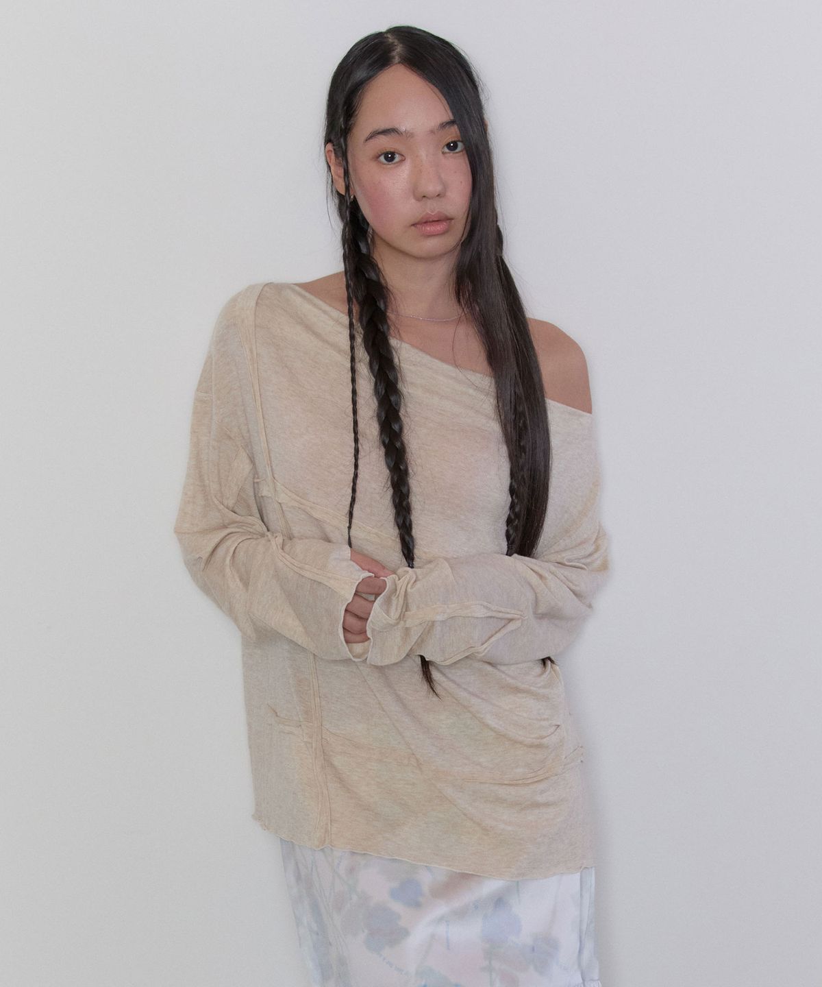 타입서비스(TYPESERVICE) Draped Ruched Top [Beige]