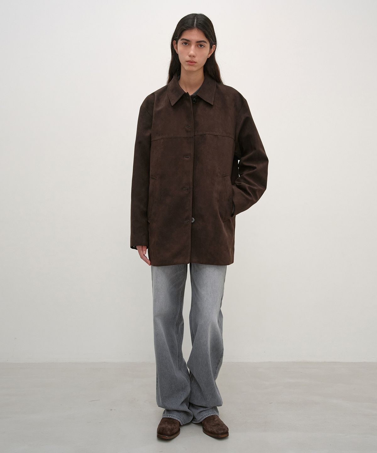 인사일런스 우먼(INSILENCE WOMEN) 포우 스웨이드 카코트 DARK BROWN