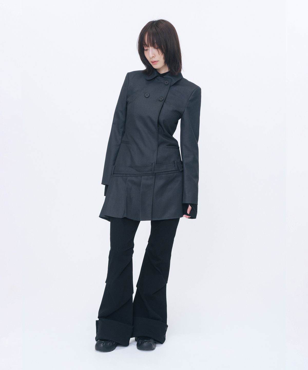 미세키서울(MISEKI SEOUL) Classic belted jacket dress CHARCOAL