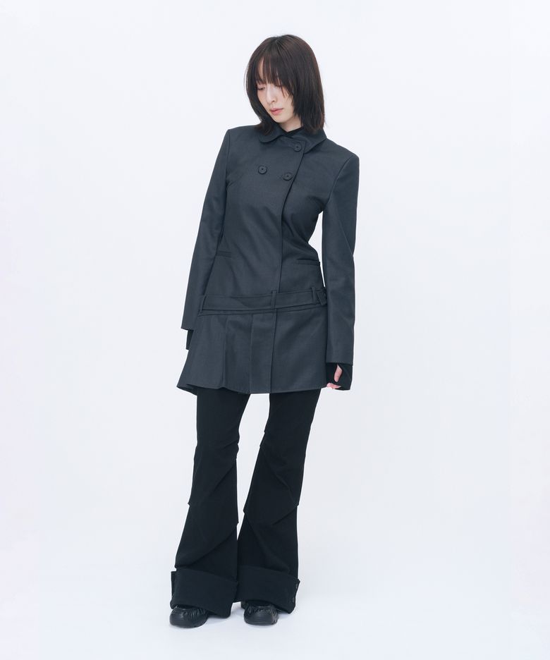 Classic belted jacket dress CHARCOAL