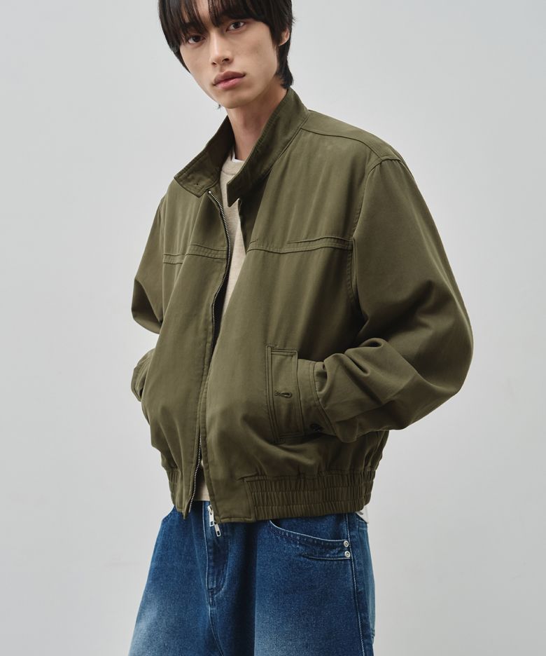 리니어 해링턴 코튼 크롭 자켓 [워시드카키]