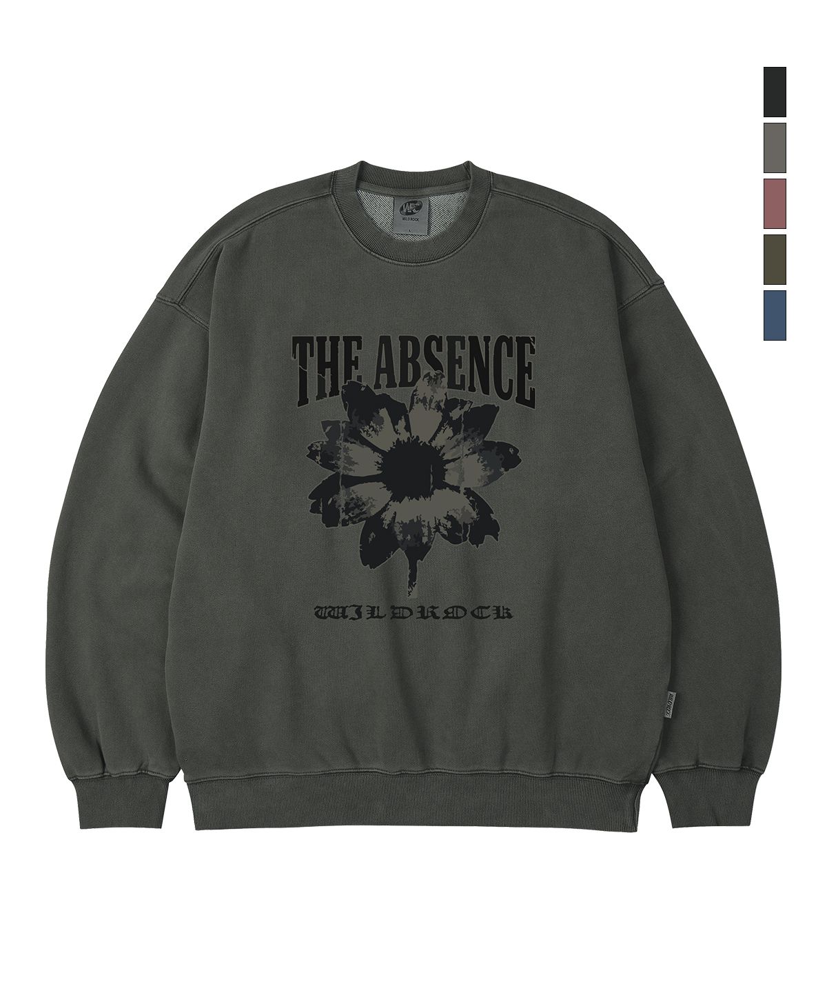 와일드락(WILDROCK) Absence Flower 피그먼트 오버핏 맨투맨_5 COL