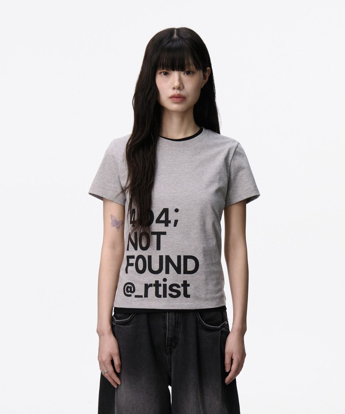 루 서울(RUU SEOUL) 404 레터링 티셔츠 그레이