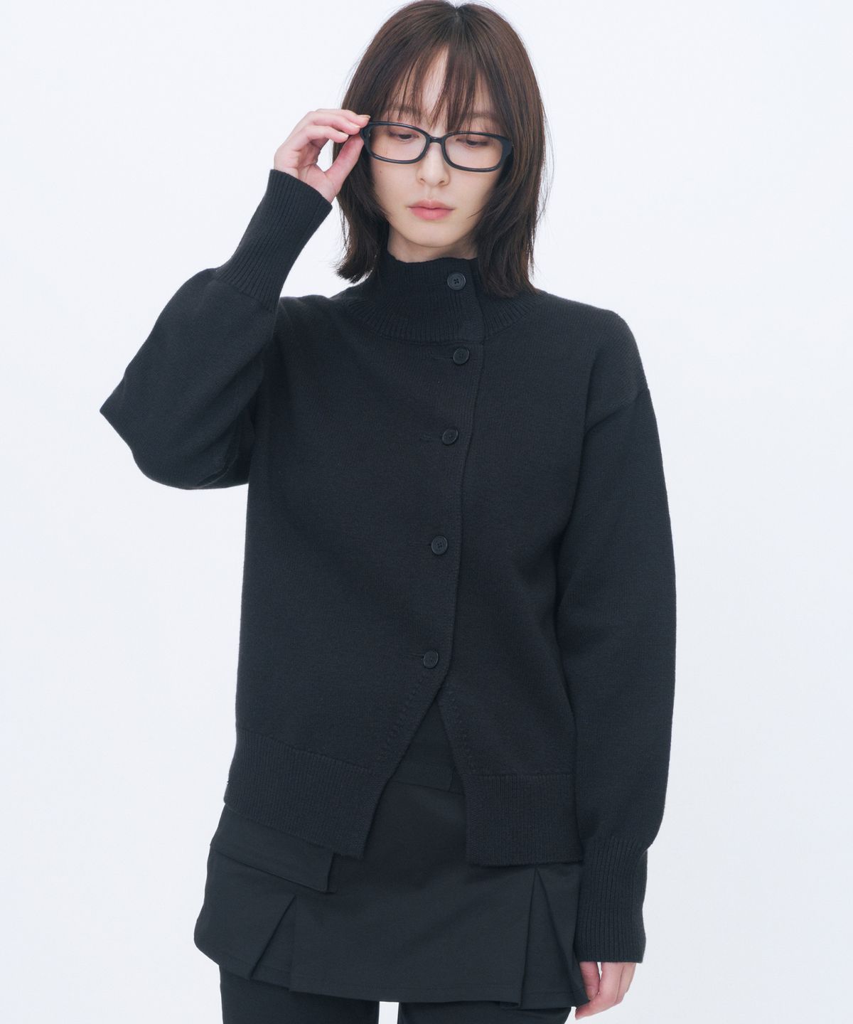 미세키서울(MISEKI SEOUL) High neck knit cardigan BLACK