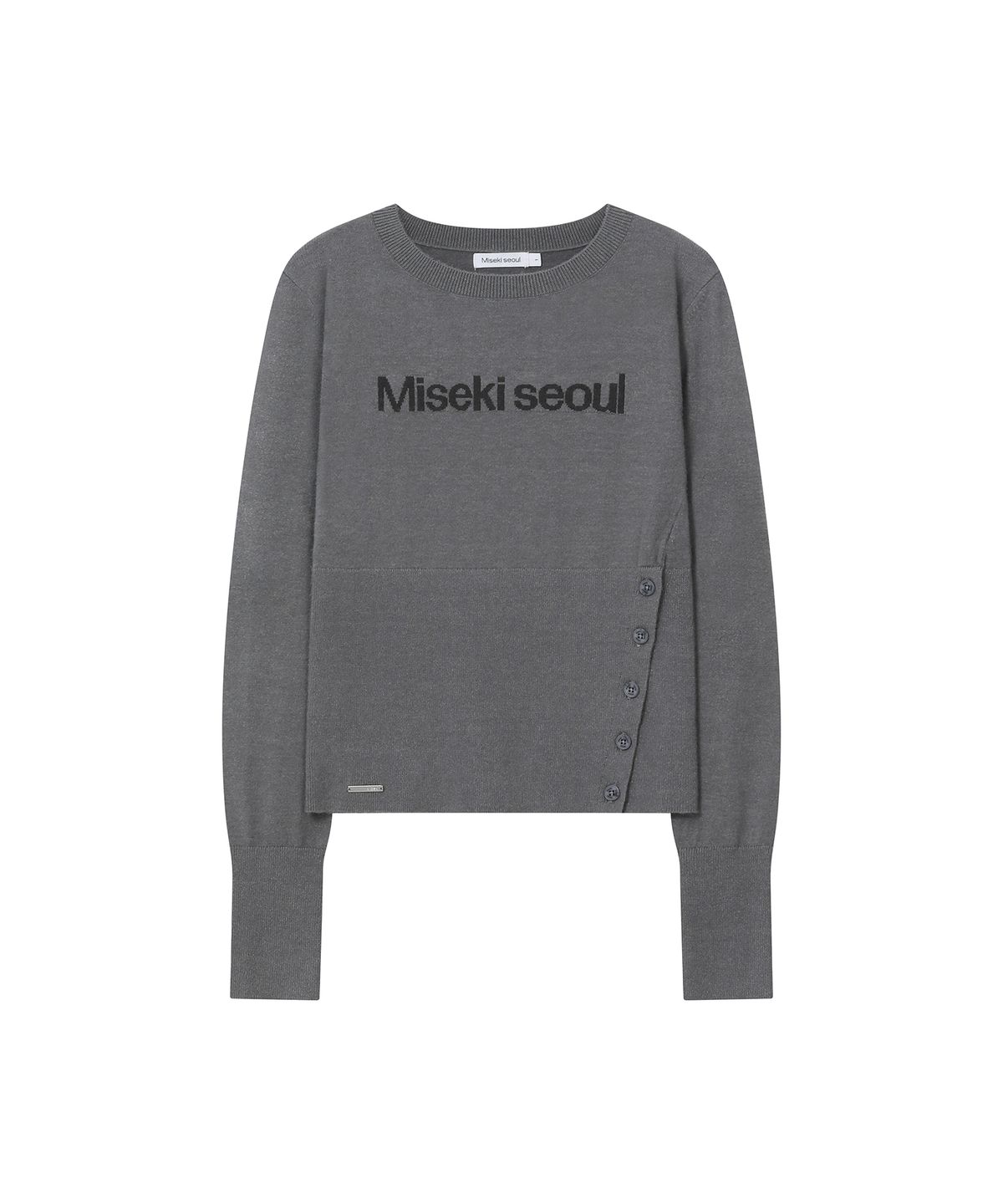 미세키서울(MISEKI SEOUL) Logo fitted knit top CHARCOAL