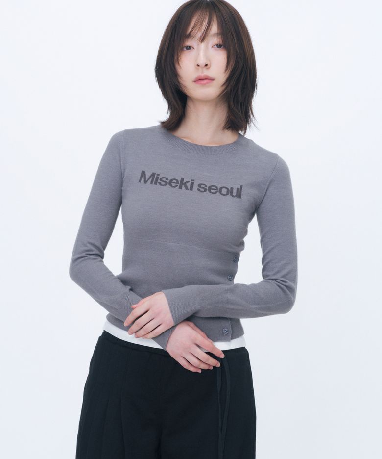Logo fitted knit top CHARCOAL