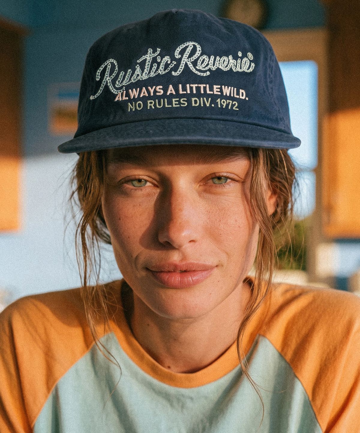 러스틱 레버리(RUSTIC REVERIE) 러스틱 레버리 체인 스티치 워시 캡 [네이비