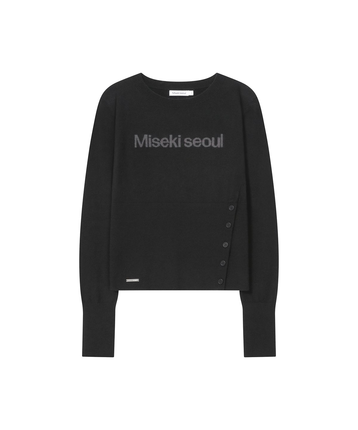 미세키서울(MISEKI SEOUL) Logo fitted knit top BLACK