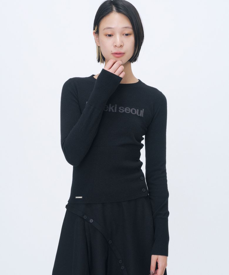 Logo fitted knit top BLACK