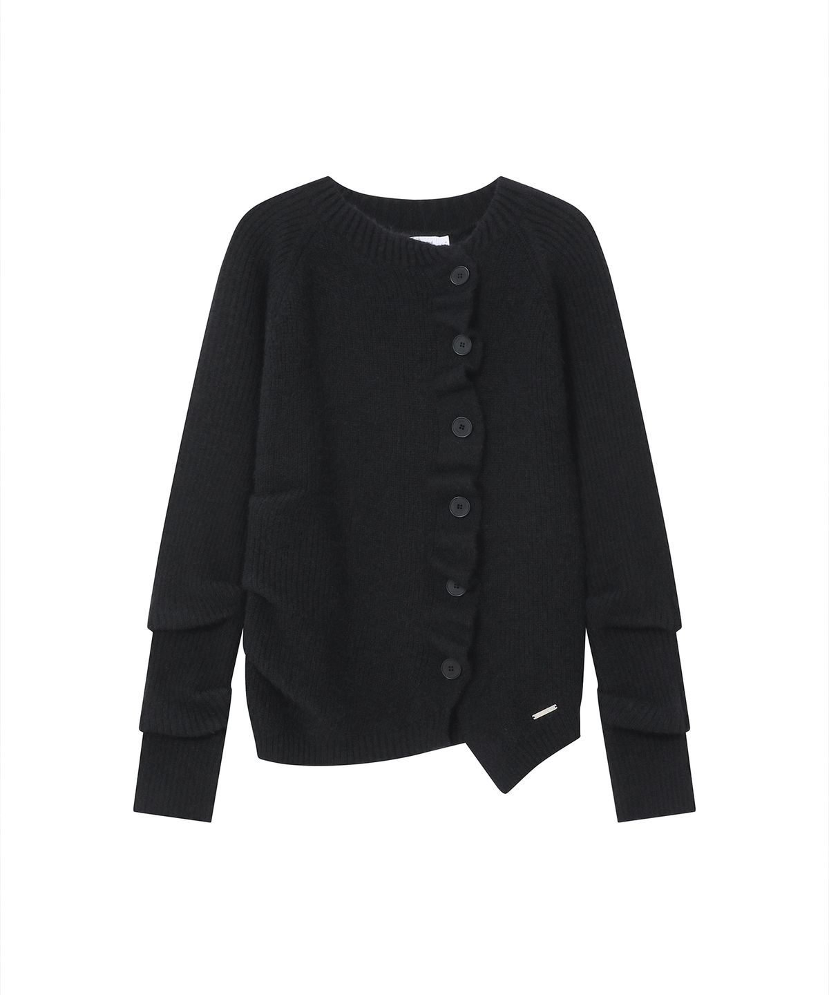 미세키서울(MISEKI SEOUL) Unbalanced cowl button knit BLACK