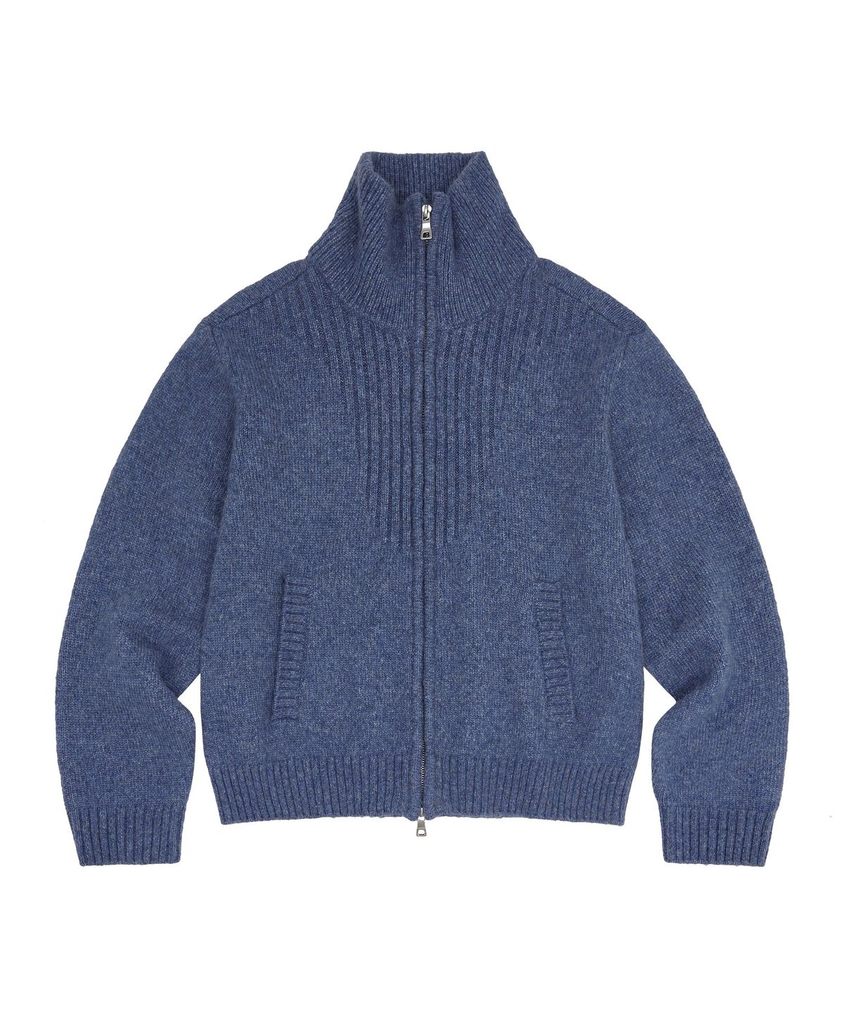 메아(MEA) ALPACA HIGH NECK KNIT ZIP [MELANGE BLUE]