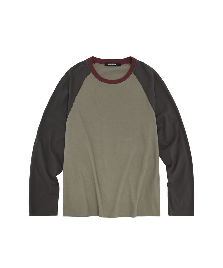 3 COLOR RAGLAN STITCH L/S [CHARCOAL]