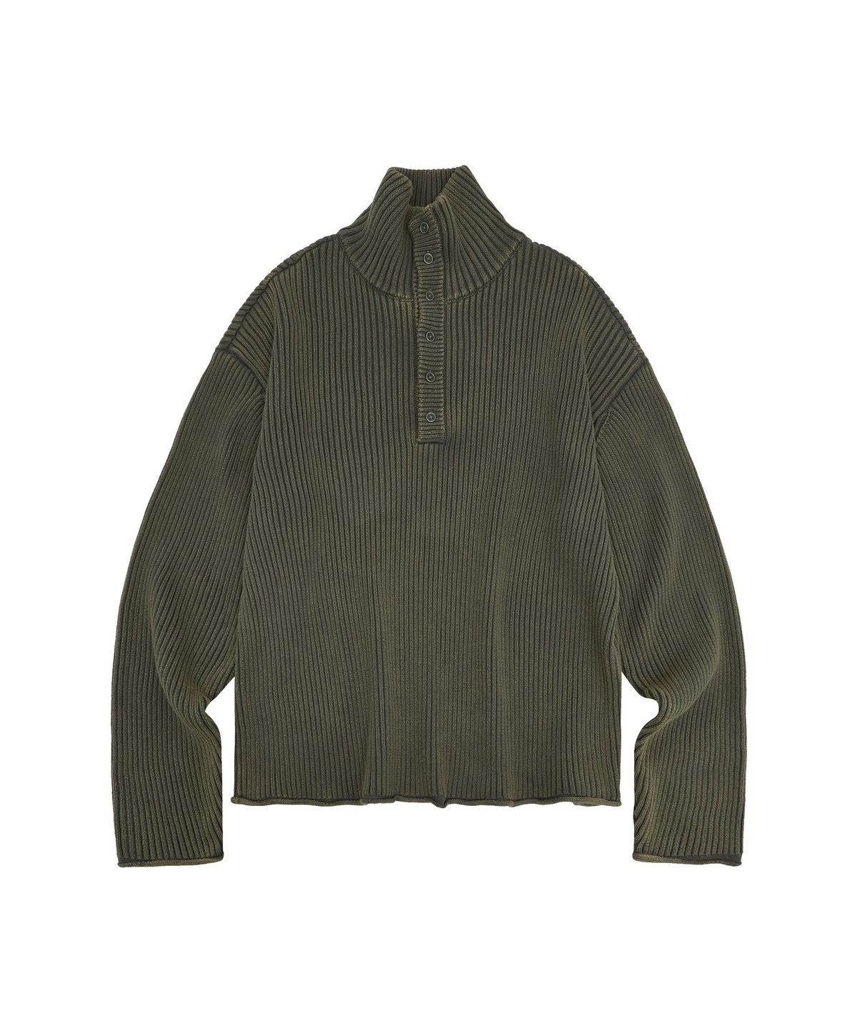 메아(MEA) HIGH NECK HENLEY KNIT [OLIVE GREY]