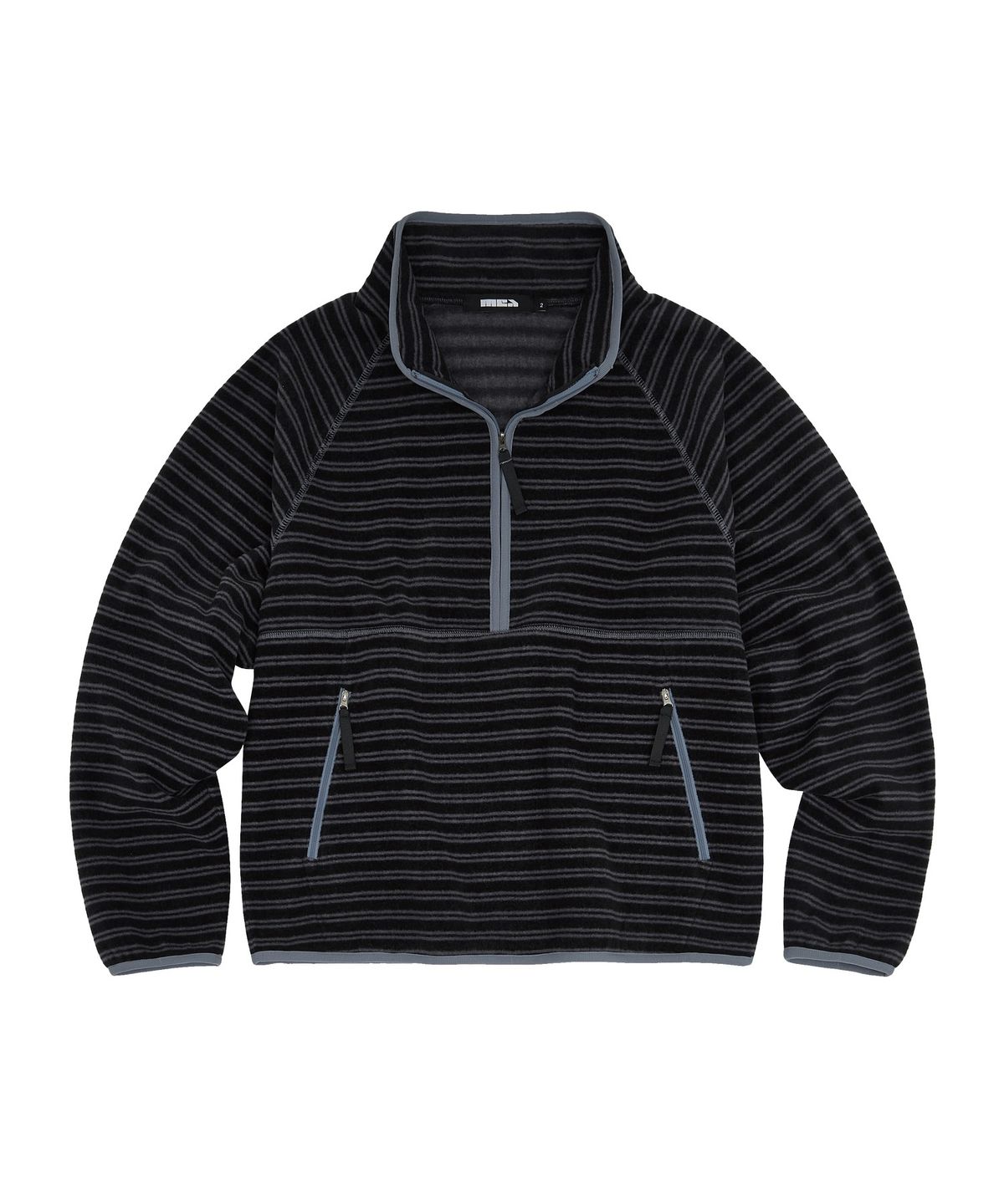 메아(MEA) STRIPE FLEECE HALF ZIP [BLACK]
