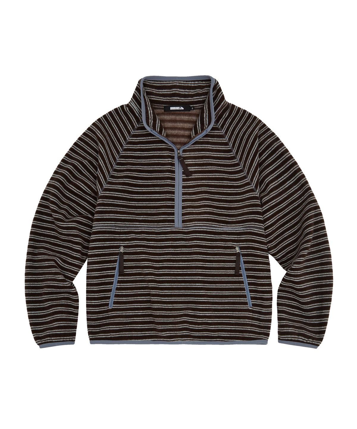 메아(MEA) STRIPE FLEECE HALF ZIP [BROWN]