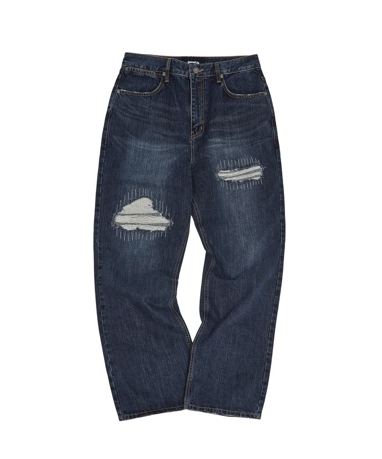 REPAIR DENIM PANTS [GREY INDIGO]