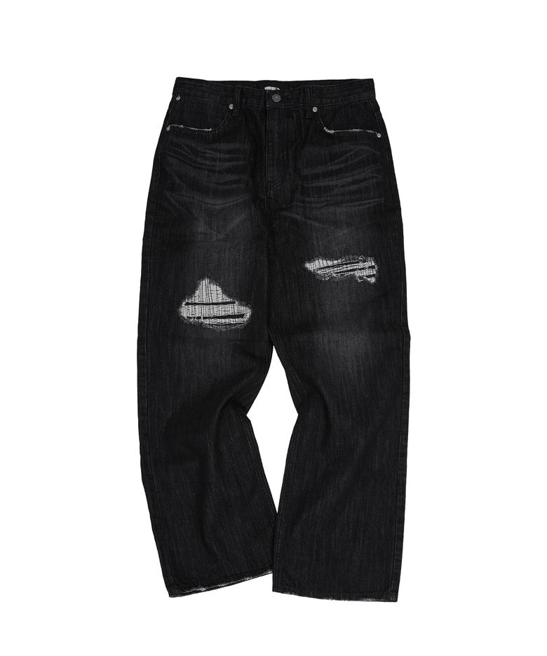 REPAIR DENIM PANTS [BLACK]