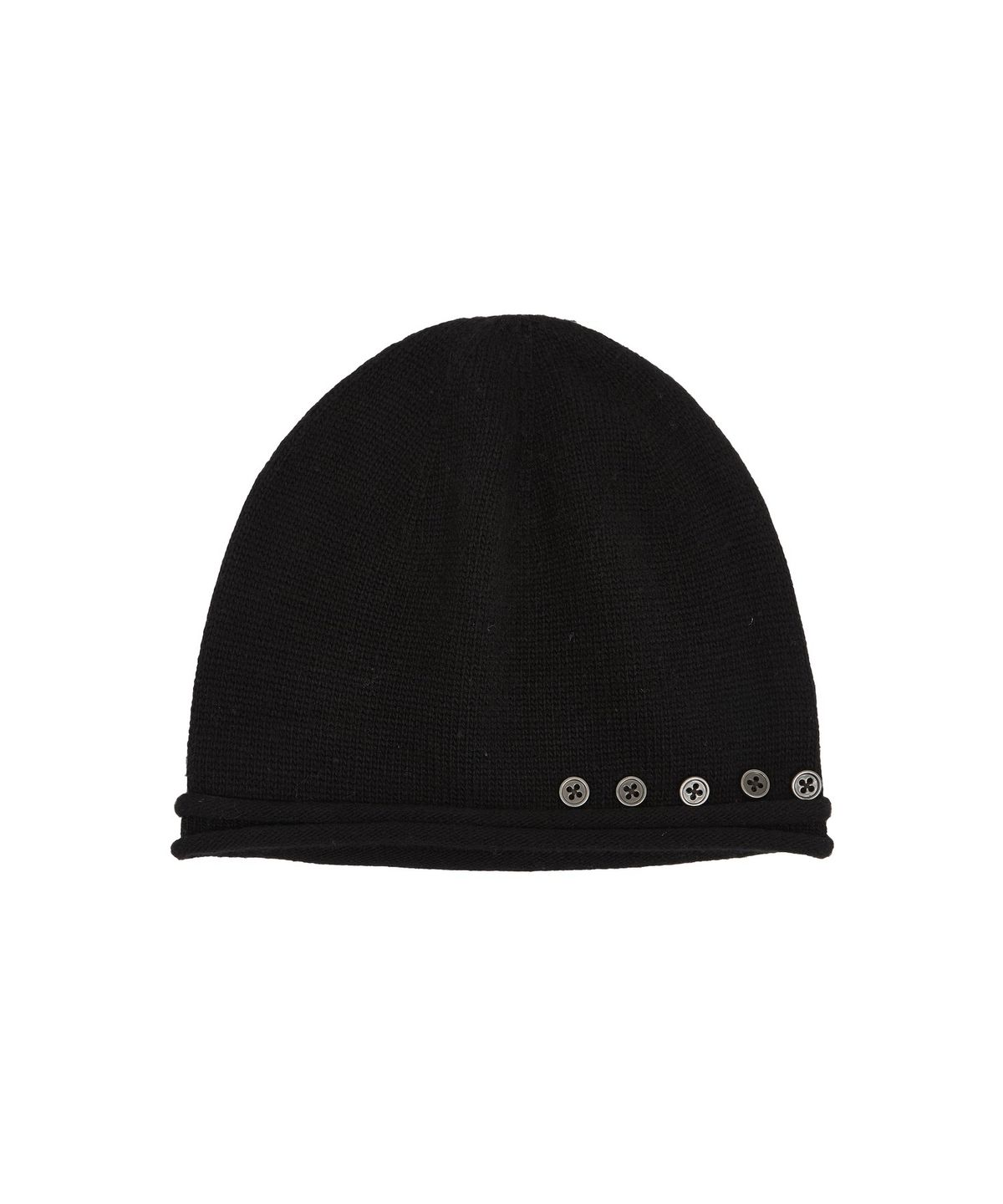 메아(MEA) WOOL LAYERED BUTTON BEANIE [BLACK]