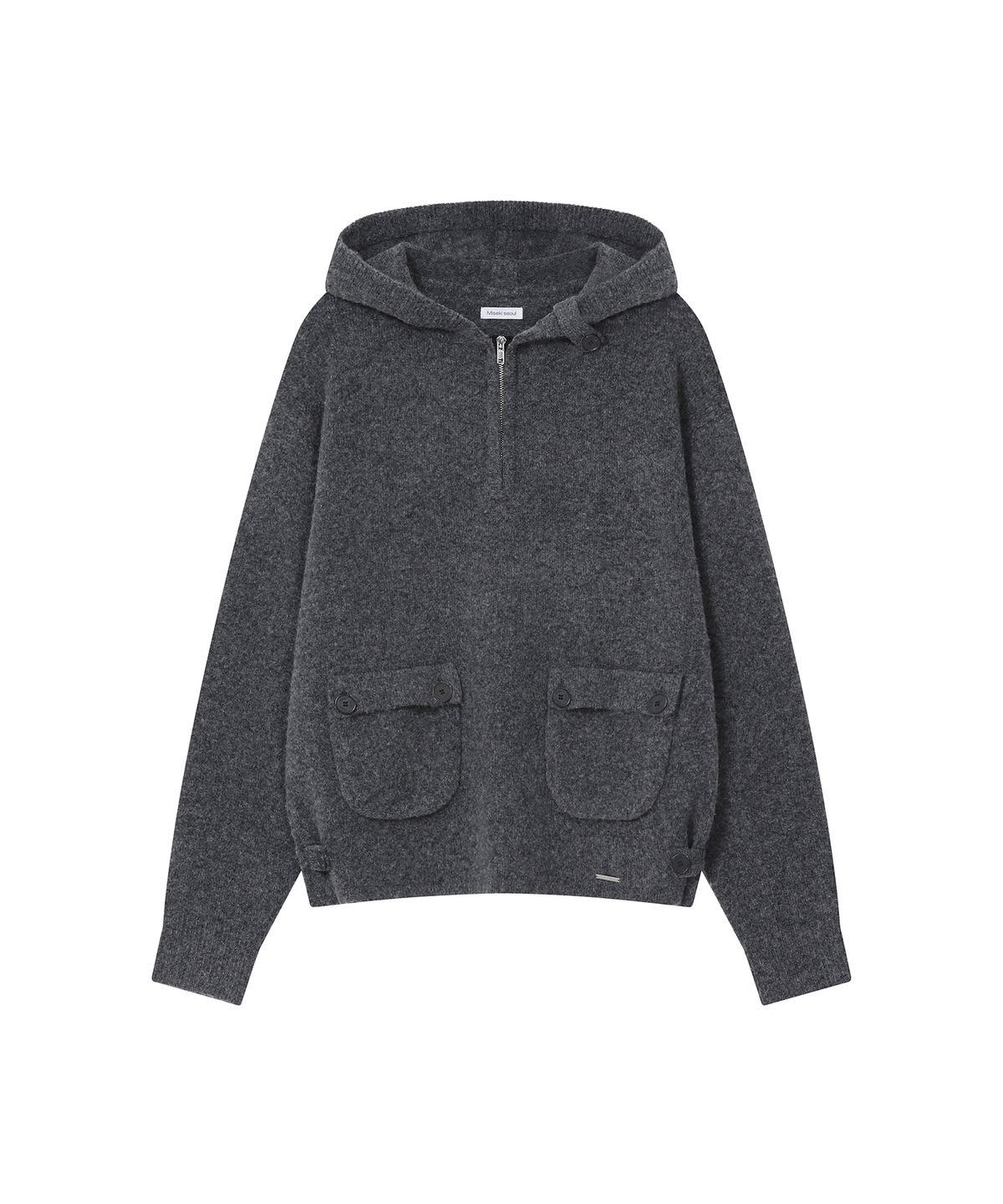 미세키서울(MISEKI SEOUL) Button hoodie knit pullover CHARCOAL