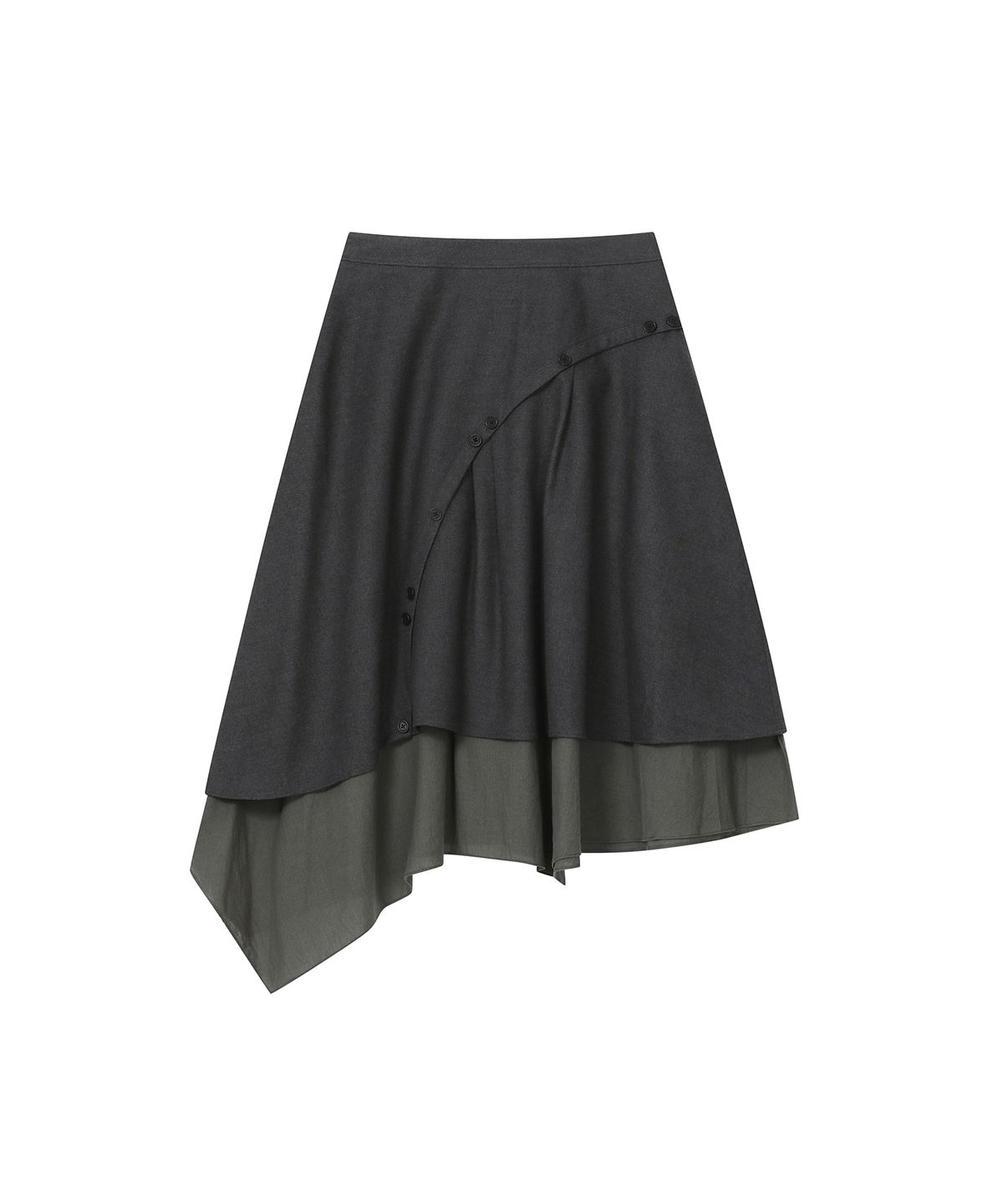 미세키서울(MISEKI SEOUL) Asymmetric line draped skirt CHARCOAL