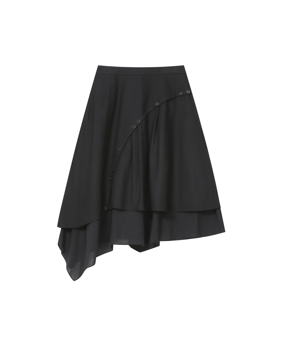 미세키서울(MISEKI SEOUL) Asymmetric line draped skirt BLACK