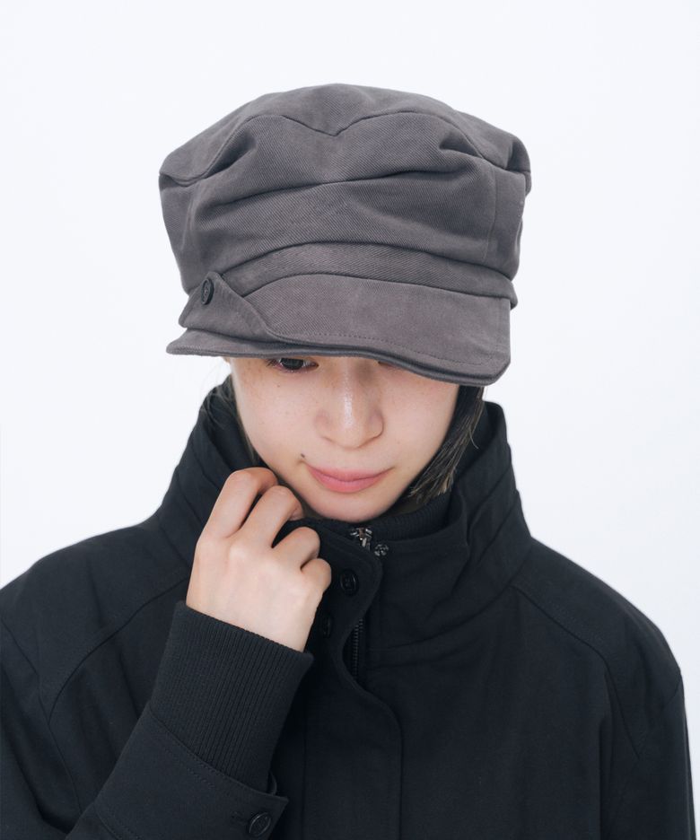 Folding button newsboy cap CHARCOAL